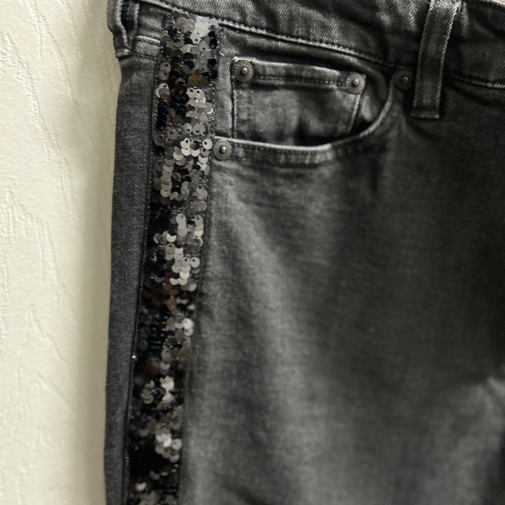 Ralph Lauren Black Skinny Jeans with Sequin Accent- SZ 10 -pre-owned